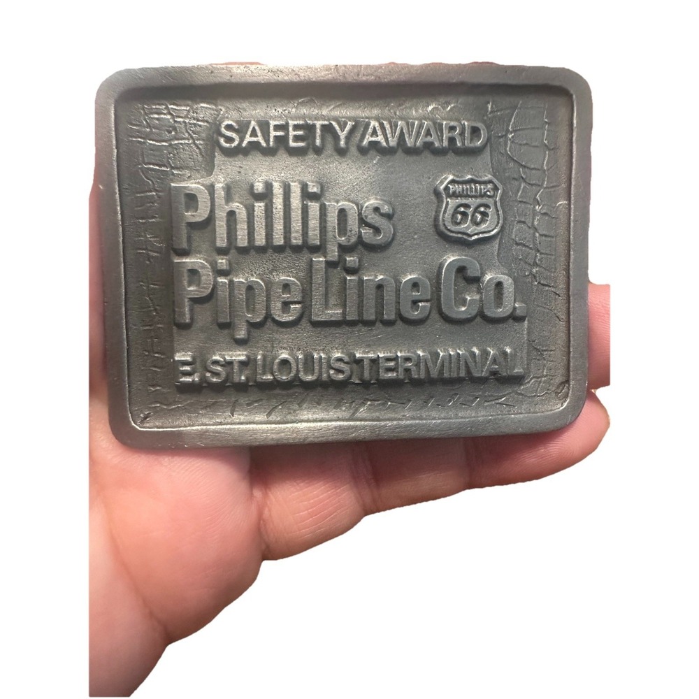 VINTAGE PHILLIPS PIPELINE BELT BUCKLE ST LOUIS PHILLIPS 66 Memorabilia